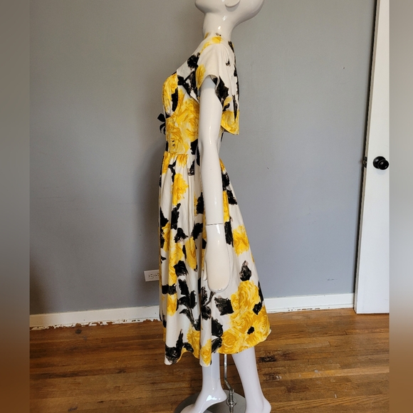 Pinup Couture Evelyn Yellow Roses Swing Dress + Bolero, VGUC, Size XL - Picture 7 of 11